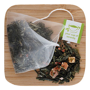 Elmwood Inn Fine Teas Wild Strawberry Green Tea - 15 Plant-based Pyramid Sachets (Brew 30 Cups of Tea)