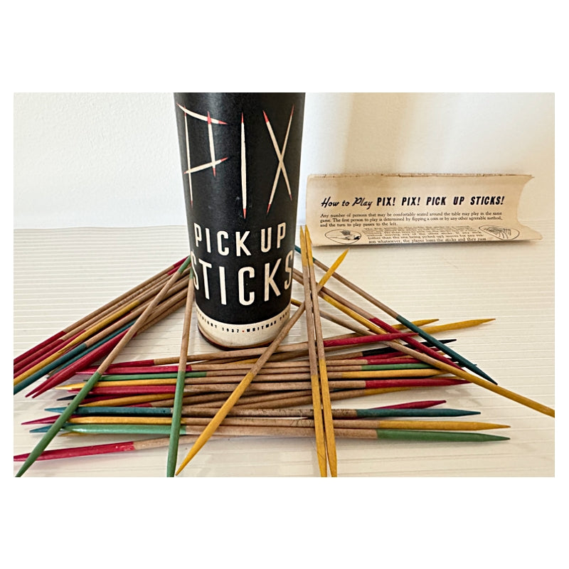 Vintage 1937 Wooden Pick-Up Sticks Game Pix Pix Pick up Sticks by Whitman Publishing