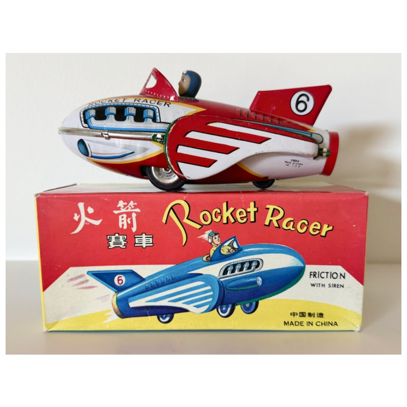 Vintage Rocket Racer Friction Tin Toy (in box)