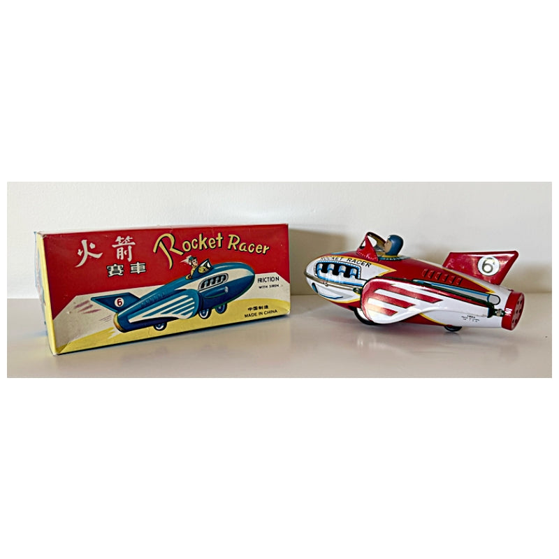 Vintage Rocket Racer Friction Tin Toy (in box)