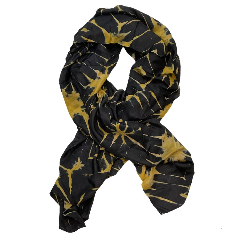 Hand-Dyed Silk Black with Metallic Gold Edges